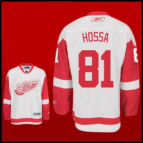 nhl detroit red wings #81 marian hossa road white jersey