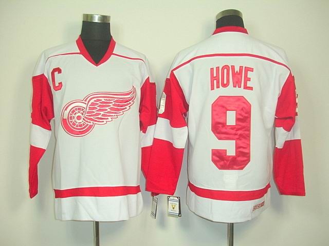 nhl jerseys detroit red wings 9# howe white