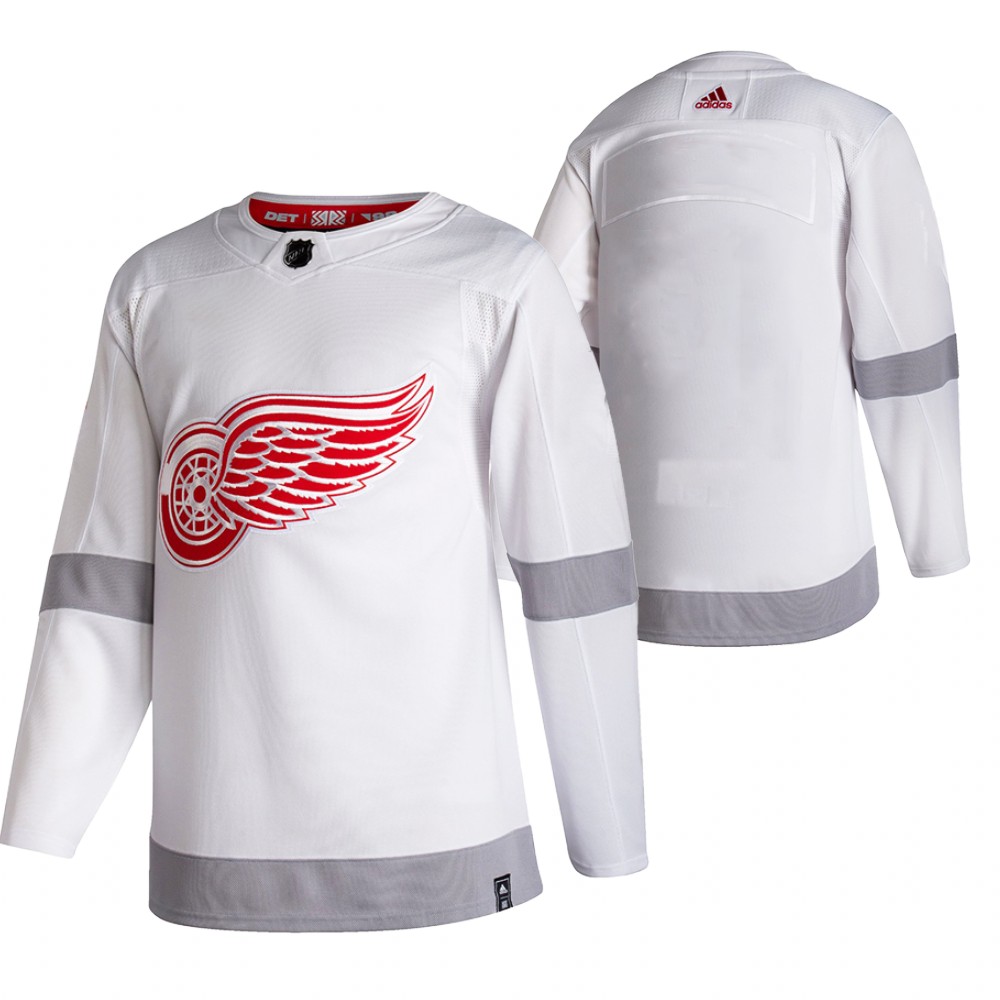 Detroit Red Wings Blank White Men's Adidas 2020-21 Reverse Retro Alternate NHL Jersey