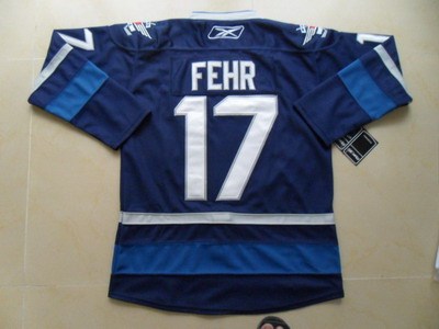 nhl winnipeg jets #17 fehr blue 2011 new