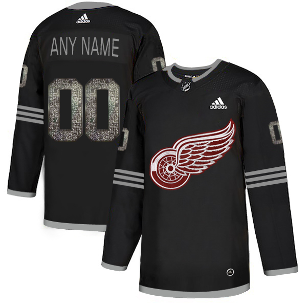 Red Wings Black Shadow Logo Print Men's Customized Adidas Jersey