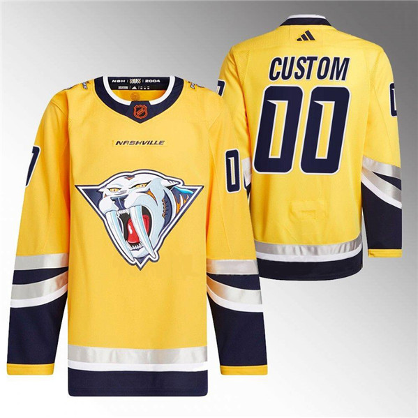 Men's Nashville Predators Custom Gold 2022-23 Reverse Retro Stitched Jersey