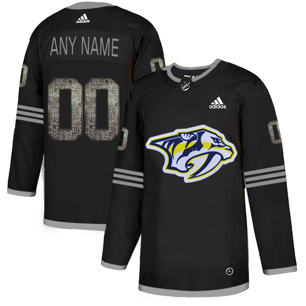 Predators Black Shadow Logo Print Men's Customized Adidas Jersey