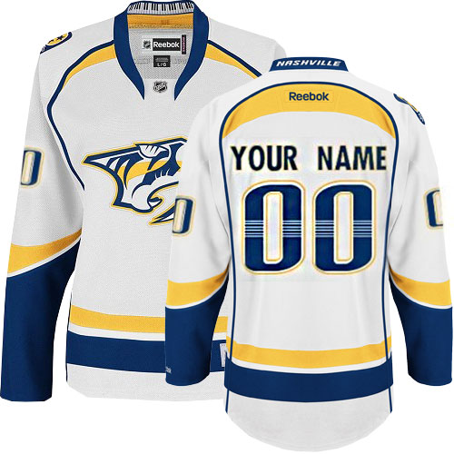 Women's Reebok Nashville Predators Customized Authentic White Away NHL Jersey