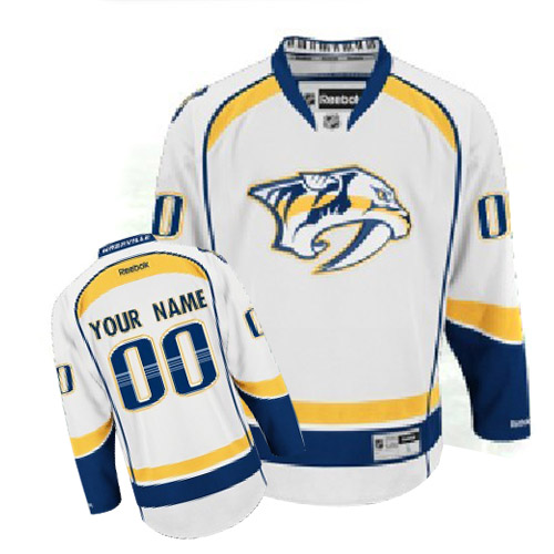 Men's Reebok Nashville Predators Customized Authentic White Away NHL Jersey