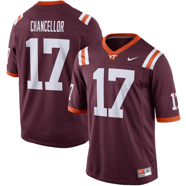 Nike Mens Virginia Tech Hokies #17 Kam Chancellor Alumni Football Game Jersey - Maroon