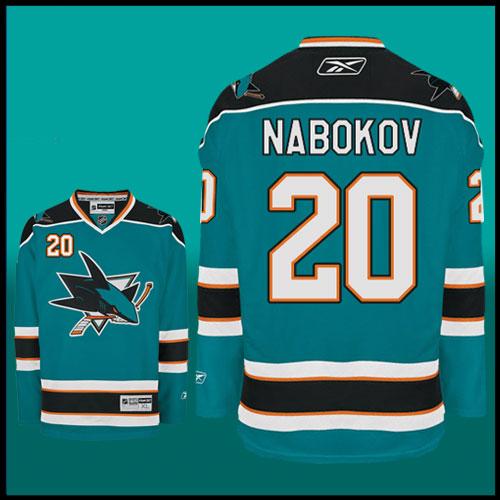 NHL San Jose Sharks #20 Evgeni Nabokov Green Jersey