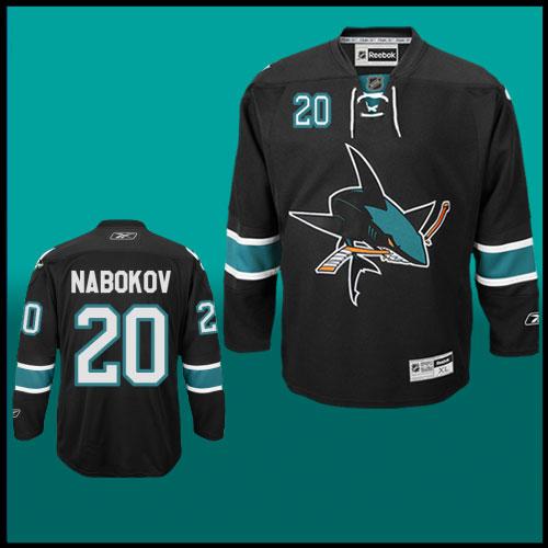 NHL San Jose Sharks #20 Evgeni Nabokov Black Jersey