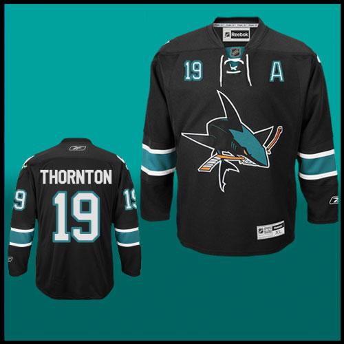 NHL San Jose Sharks #19 Joe Thornton Black Jersey