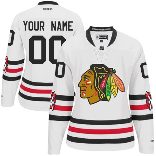 Women's Reebok Chicago Blackhawks Customized Authentic White 2015 Winter Jersey