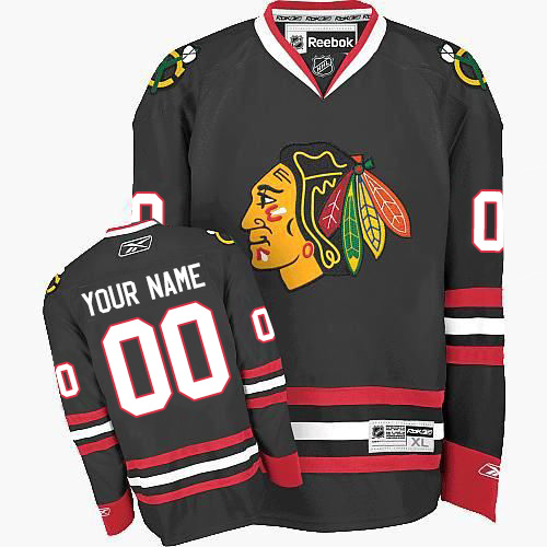 Women's Reebok Chicago Blackhawks Customized Authentic Black Third NHL Jersey