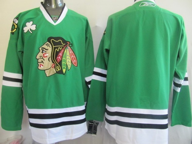 nhl jerseys chicago blackhawks blank green jersey