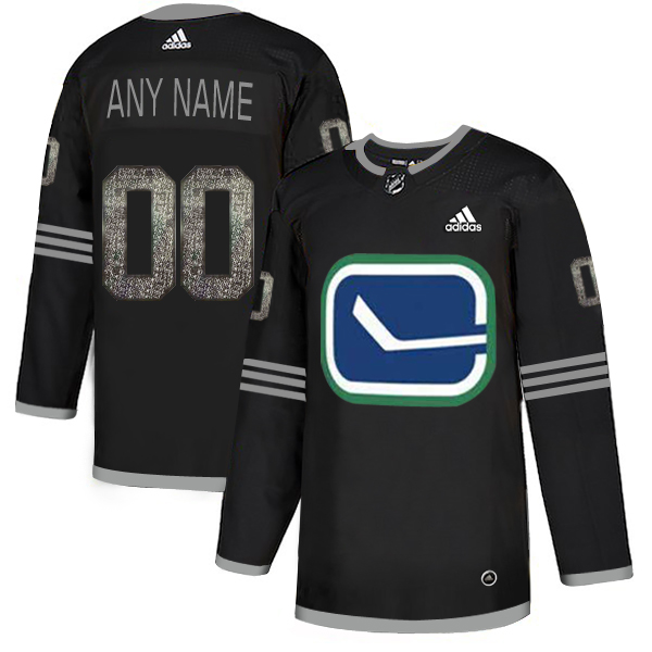 Canucks Black Shadow Logo Print Men's Customized Alternate Adidas Jersey