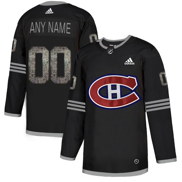 Canadiens Black Shadow Logo Print Men's Customized Adidas Jersey