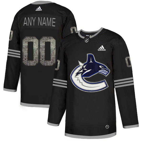 Canucks Black Shadow Logo Print Men's Customized Adidas Jersey