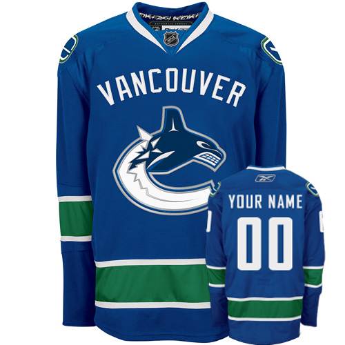 Men's Reebok Vancouver Canucks Customized Authentic Navy Blue Home NHL Jersey