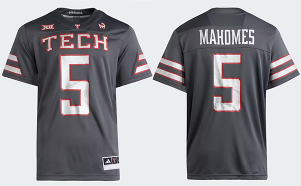 Men's Texas Tech Red Raiders #5 Patrick Mahomes II Gray Jersey