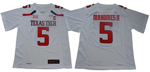 Red Raiders #5 Patrick Mahomes White Limited Stitched College Jersey