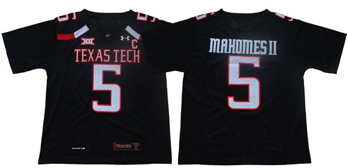 Red Raiders #5 Patrick Mahomes Black Limited Stitched College Jersey