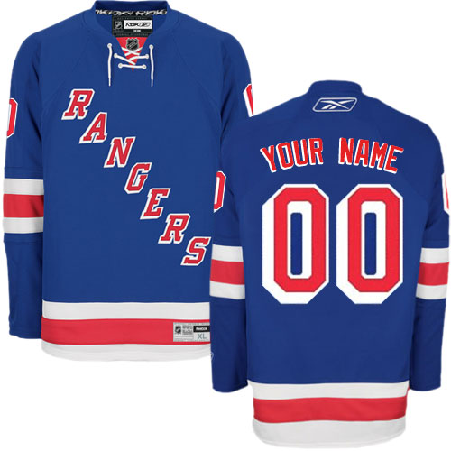 Men's Reebok New York Rangers Customized Authentic Royal Blue Home NHL Jersey