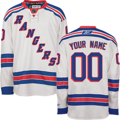 Youth Reebok New York Rangers Customized Authentic White Away NHL Jersey