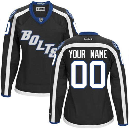 Women's Reebok Tampa Bay Lightning Customized Authentic Black New Third NHL Jersey