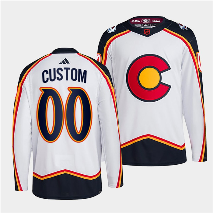 Men's Colorado Avalanche Custom 2022-23 White Reverse Retro Stitched Jersey