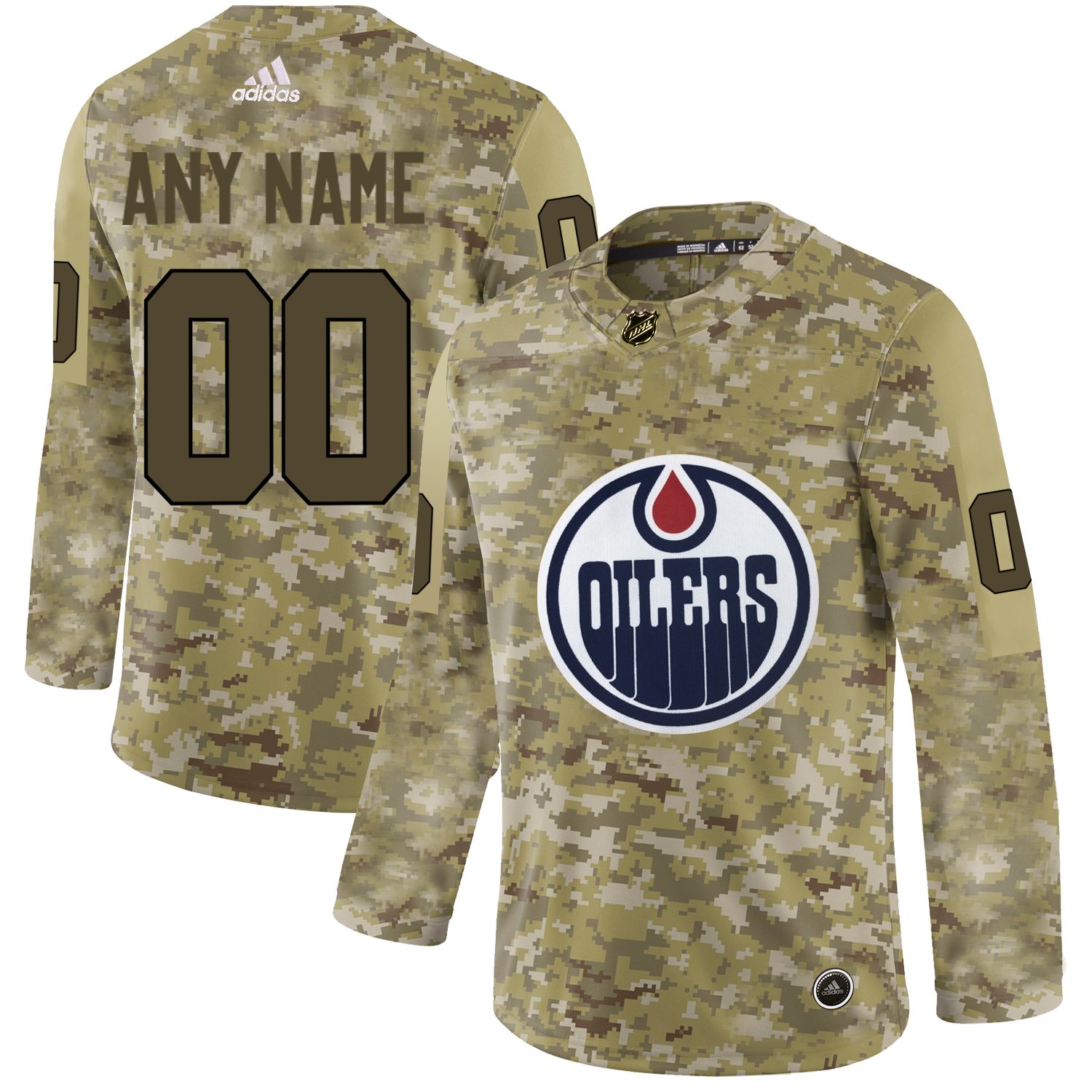 Edmonton Oilers Camo Men's Customized Adidas Jersey