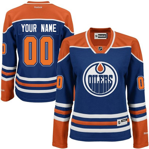 Women's Reebok Edmonton Oilers Customized Authentic Royal Blue Home NHL Jersey