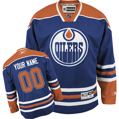 Men's Reebok Edmonton Oilers Customized Authentic Royal Blue Home NHL Jersey