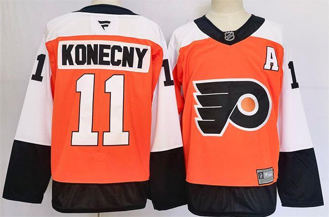 Men's Philadelphia Flyers #11 Travis Konecny Orange 2024 Stitched Jersey