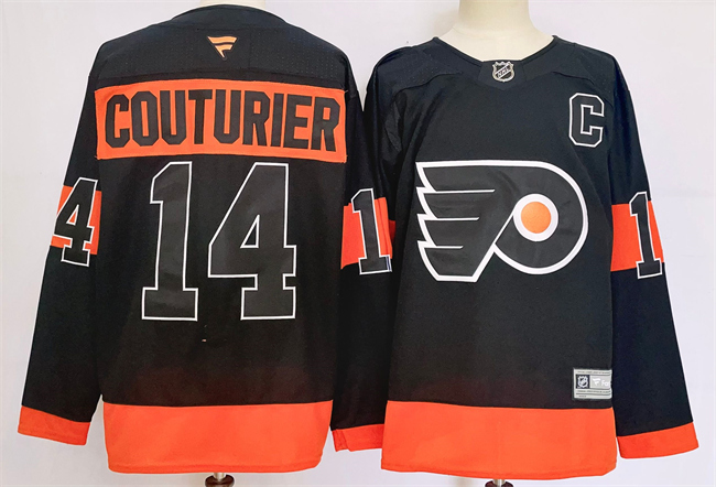 Men's Philadelphia Flyers #14 Sean Couturier Black 2024 Stitched Jersey