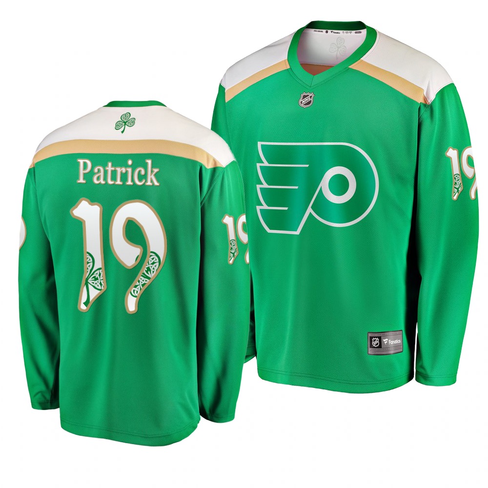 Flyers 19 Nolan Patrick Green 2019 St. Patrick's Day Adidas Jersey