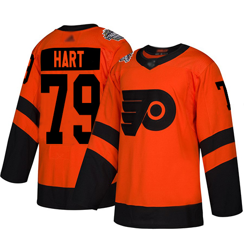 Flyers #79 Carter Hart Orange Authentic 2019 Stadium Series Stitched Hockey Jersey