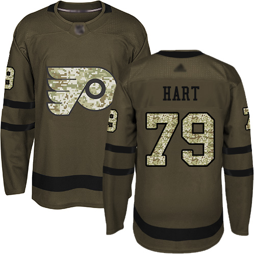 Flyers #79 Carter Hart Green Salute to Service Stitched Hockey Jersey