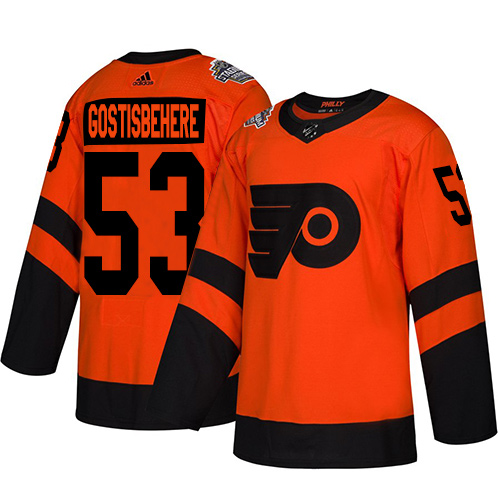 Flyers #53 Shayne Gostisbehere Orange Authentic 2019 Stadium Series Stitched Hockey Jersey