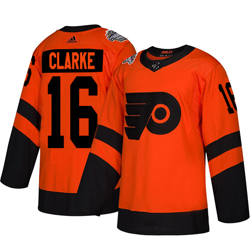 Flyers #16 Bobby Clarke Orange Authentic 2019 Stadium Series Stitched Hockey Jersey