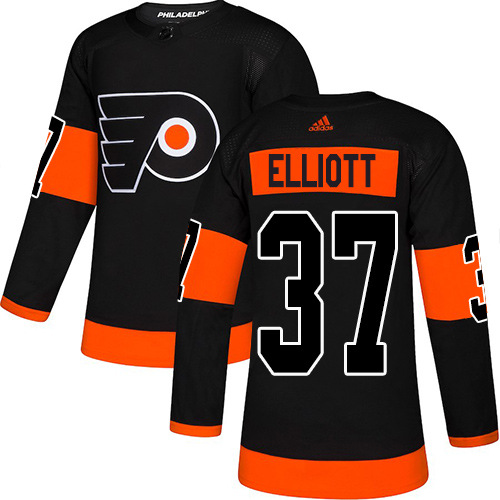 Flyers #37 Brian Elliott Black Alternate Authentic Stitched Hockey Jersey