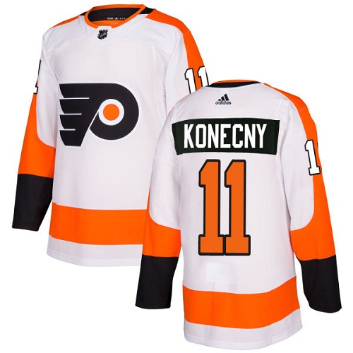 Flyers #11 Travis Konecny White Road Authentic Stitched Hockey Jersey