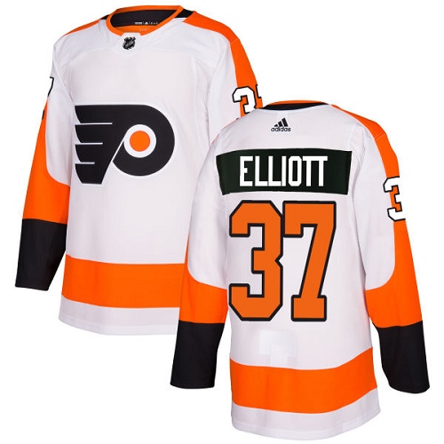 Flyers #37 Brian Elliott White Road Authentic Stitched Hockey Jersey