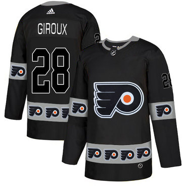 Flyers 28 Claude Giroux Black Team Logos Fashion Adidas Jersey