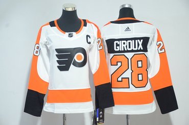 Flyers 28 Claude Giroux White Women Adidas Jersey