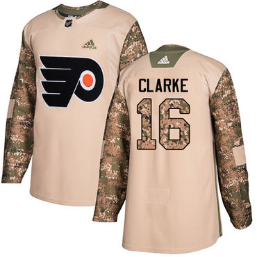 Adidas Flyers #16 Bobby Clarke Camo Authentic 2017 Veterans Day Stitched NHL Jersey