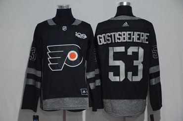 Flyers 53 Shayne Gostisbehere Black 1917-2017 100th Anniversary Adidas Jersey