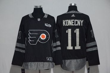 Flyers 11 Travis Konecny Black 1917-2017 100th Anniversary Adidas Jersey