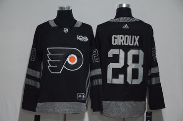 Flyers 28 Claude Giroux Black 1917-2017 100th Anniversary Adidas Jersey