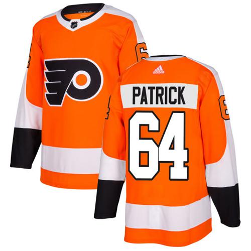 Adidas Flyers #64 Nolan Patrick Orange Home Authentic Stitched NHL Jersey