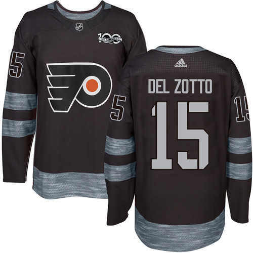 Adidas Flyers #15 Michael Del Zotto Black 1917-2017 100th Anniversary Stitched NHL Jersey