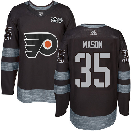 Adidas Flyers #35 Steve Mason Black 1917-2017 100th Anniversary Stitched NHL Jersey