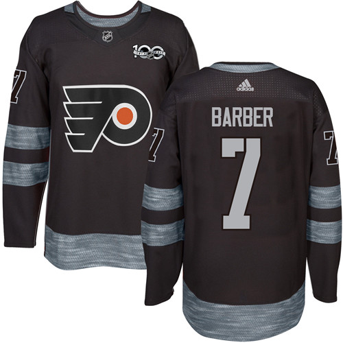 Adidas Flyers #7 Bill Barber Black 1917-2017 100th Anniversary Stitched NHL Jersey